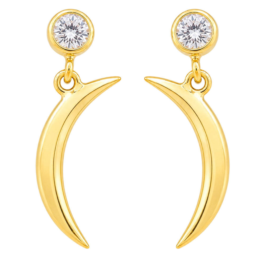 18K Gold Plated Crescent Moon Western Wear Earrings with Colorful Gemstone BIE1029