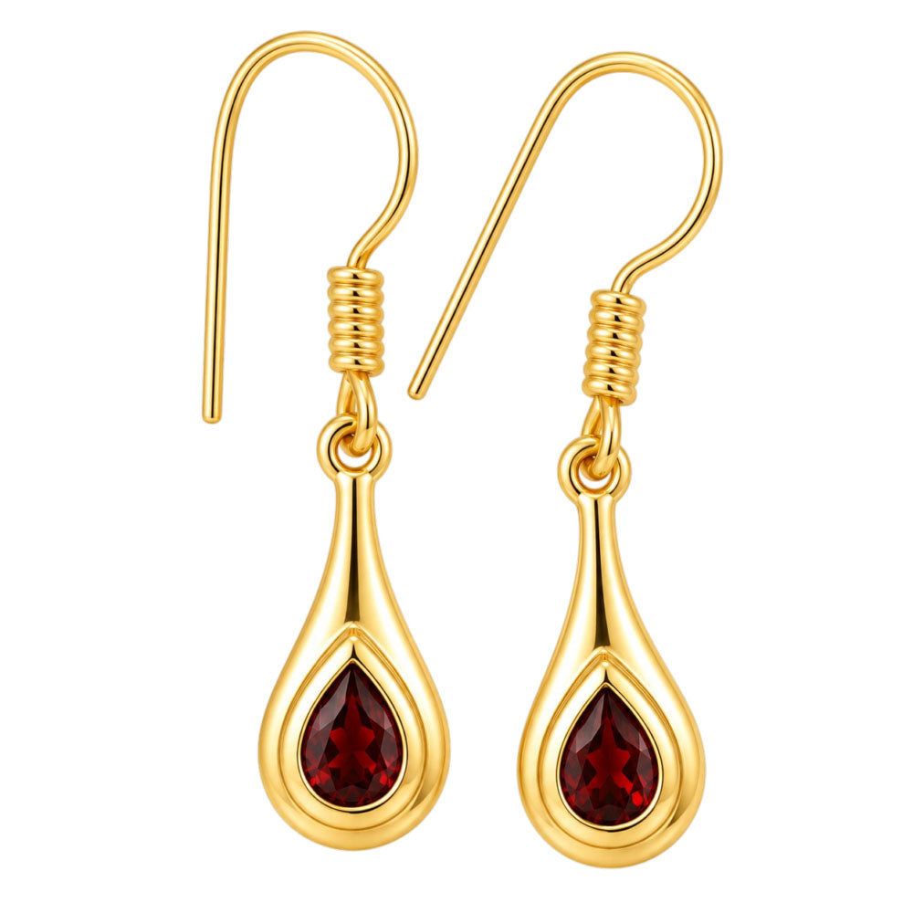 18K Gold Plated Pear Cut Colorful Stone Teardrop Dangle Earrings for Women BIE1030