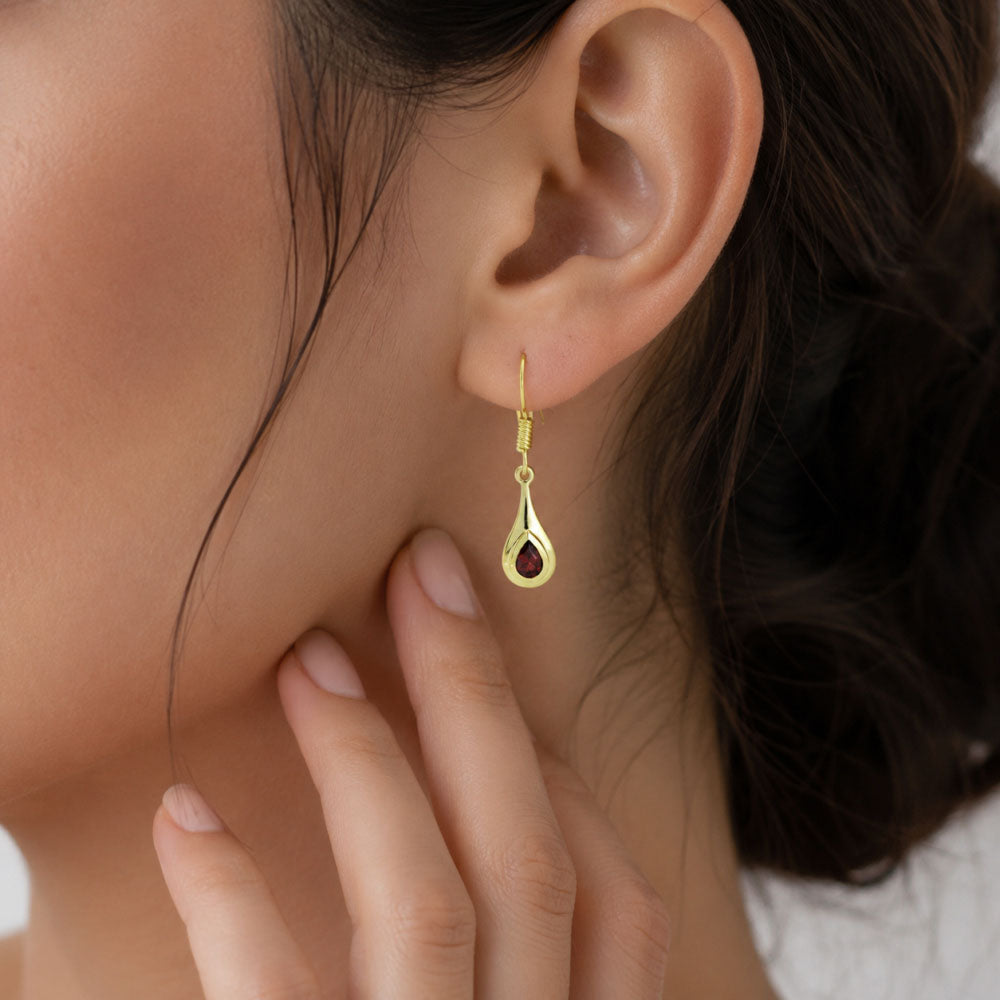 18K Gold Plated Pear Cut Colorful Stone Teardrop Dangle Earrings for Women BIE1030