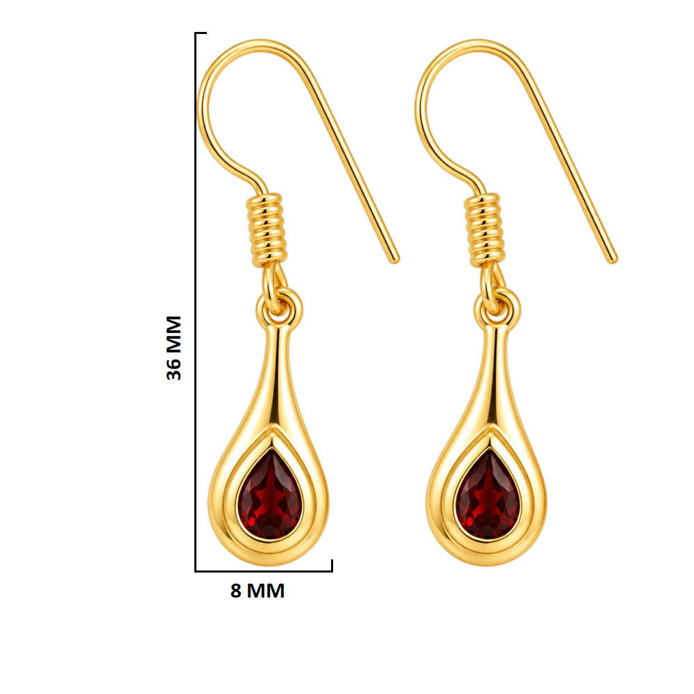 18K Gold Plated Pear Cut Colorful Stone Teardrop Dangle Earrings for Women BIE1030