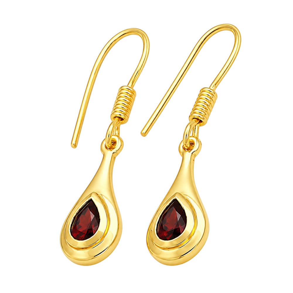 18K Gold Plated Pear Cut Colorful Stone Teardrop Dangle Earrings for Women BIE1030