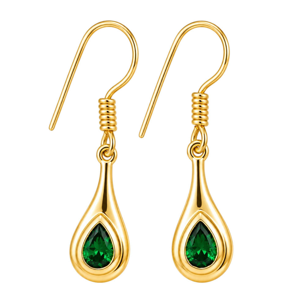 18K Gold Plated Pear Cut Colorful Stone Teardrop Dangle Earrings for Women BIE1030