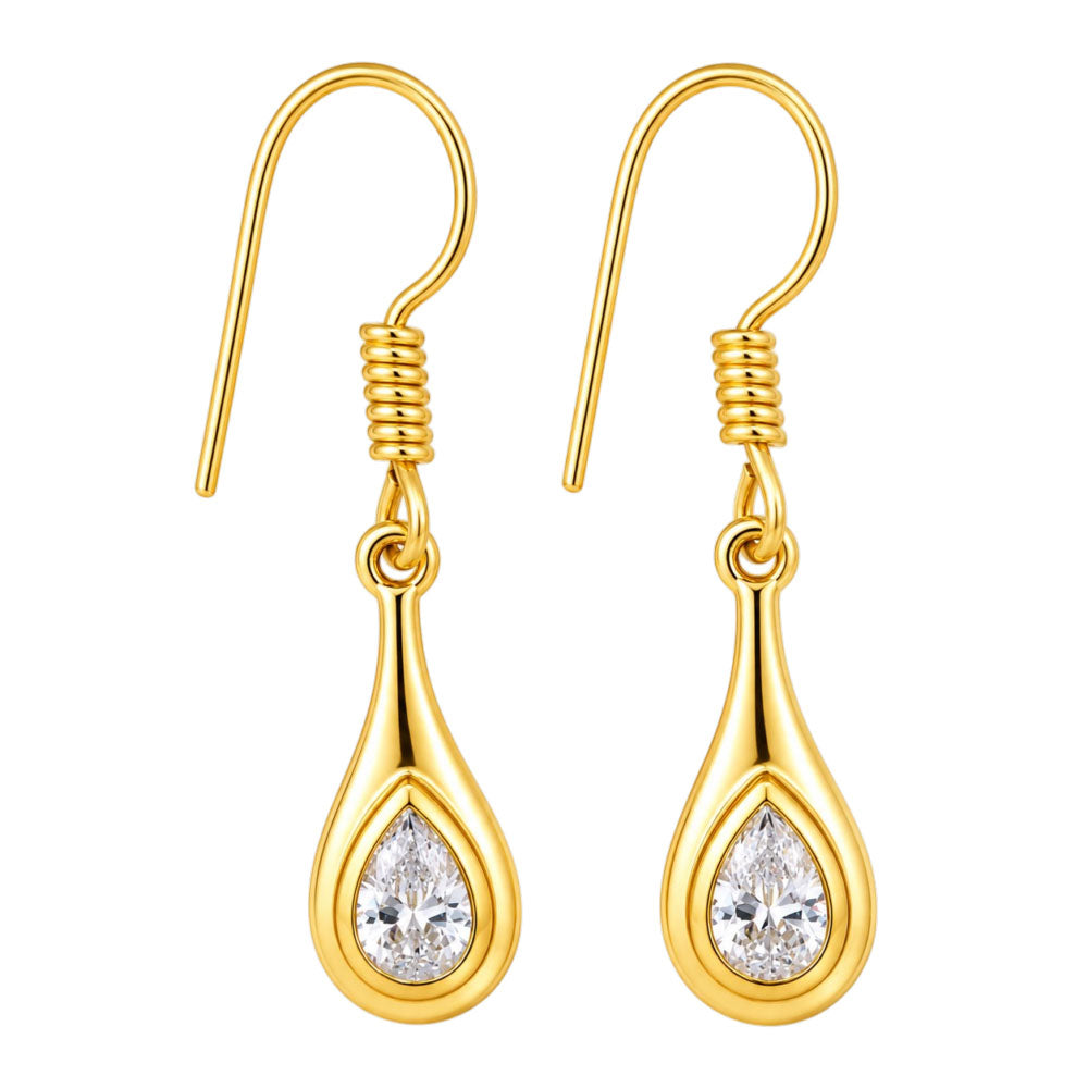 18K Gold Plated Pear Cut Colorful Stone Teardrop Dangle Earrings for Women BIE1030