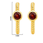 18K Gold Plated Twisted Rope Texture Hoops Earrings With Colorful Gemstone for Women BIE1031