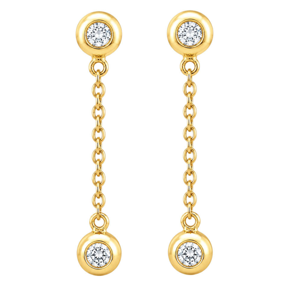 18K Gold Plated Long Chain Dangle Drop Earrings With Colorful Gemstone for Women BIE1032