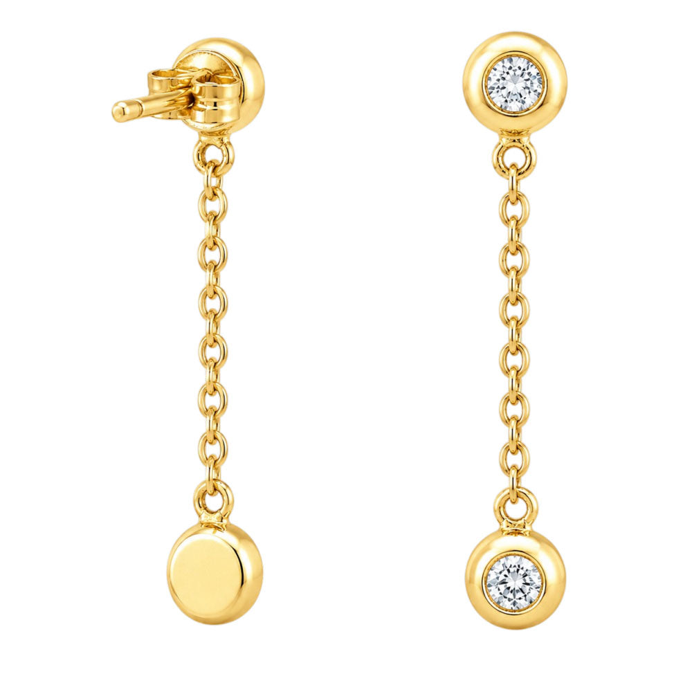 18K Gold Plated Long Chain Dangle Drop Earrings With Colorful Gemstone for Women BIE1032