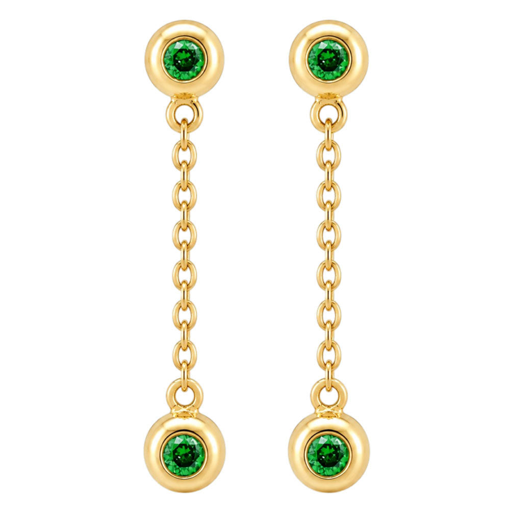 18K Gold Plated Long Chain Dangle Drop Earrings With Colorful Gemstone for Women BIE1032