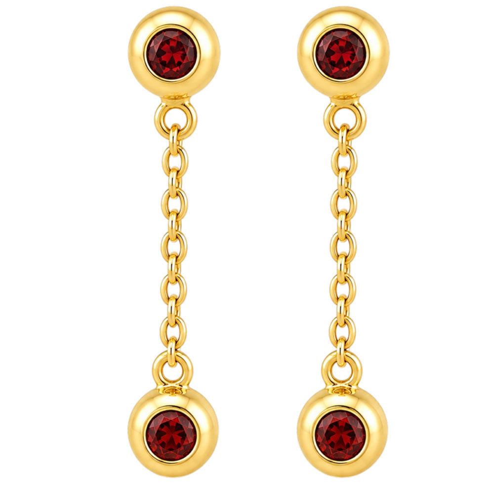 18K Gold Plated Long Chain Dangle Drop Earrings With Colorful Gemstone for Women BIE1032