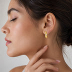 18K Gold Plated Geometric Huggie Earrings With Colorful Gemstone for Women BIE1033