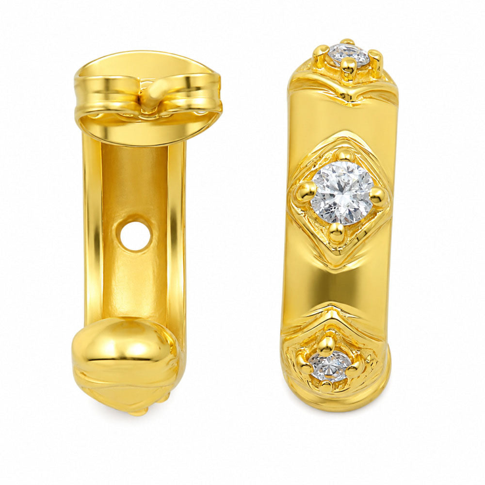 18K Gold Plated Geometric Huggie Earrings With Colorful Gemstone for Women BIE1033
