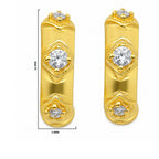 18K Gold Plated Geometric Huggie Earrings With Colorful Gemstone for Women BIE1033