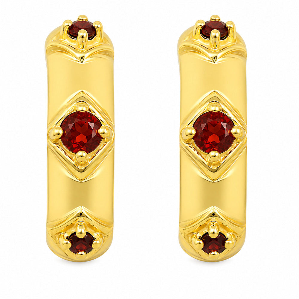 18K Gold Plated Geometric Huggie Earrings With Colorful Gemstone for Women BIE1033