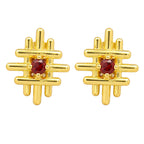 18K Gold Plated Geometric Modern Design Stud Earrings With Colorful Gemstone for Women BIE1034