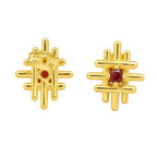 18K Gold Plated Geometric Modern Design Stud Earrings With Colorful Gemstone for Women BIE1034