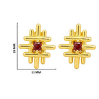 18K Gold Plated Geometric Modern Design Stud Earrings With Colorful Gemstone for Women BIE1034