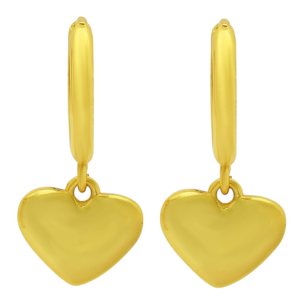 Trendy 18K Gold Plated Heart Drop Earrings for Women & Girls BIE1037