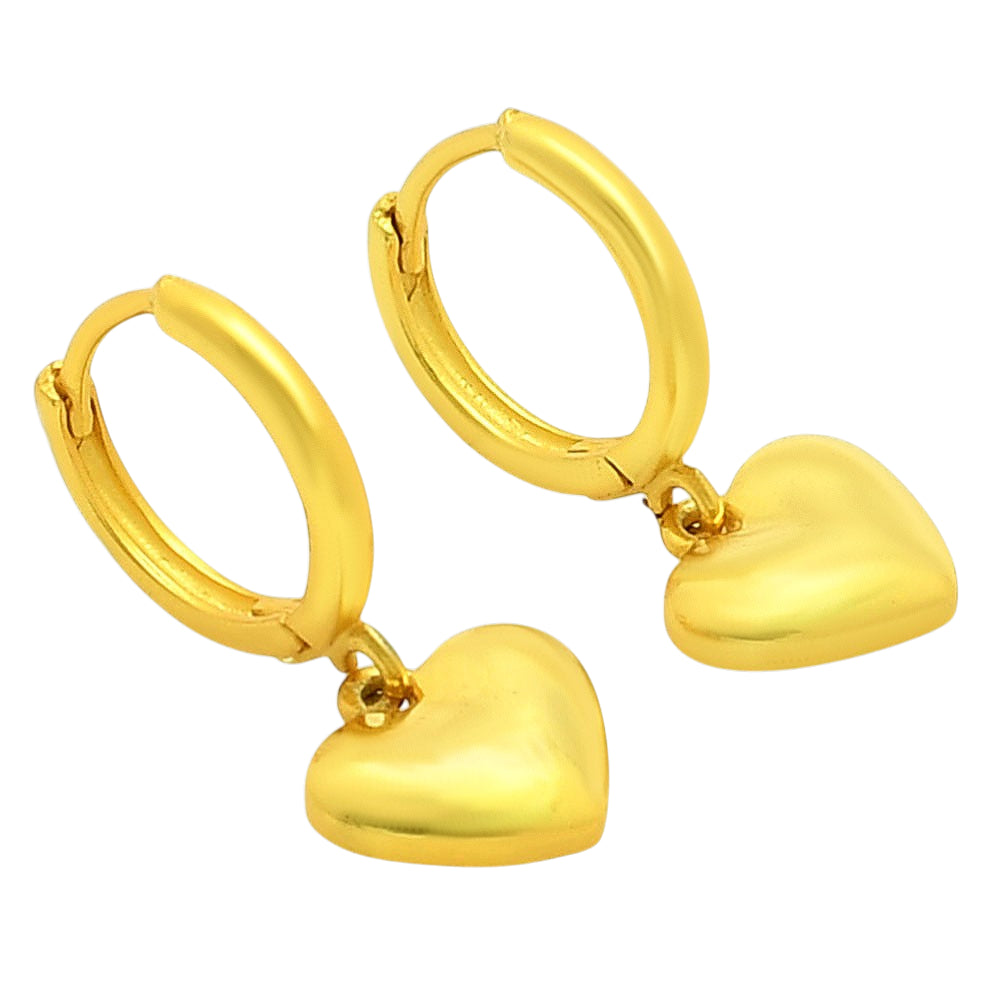 Trendy 18K Gold Plated Heart Drop Earrings for Women & Girls BIE1037