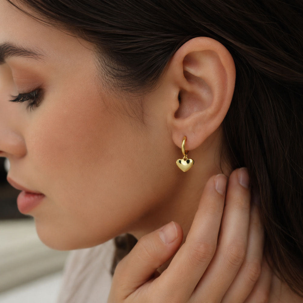 Trendy 18K Gold Plated Heart Drop Earrings for Women & Girls BIE1037