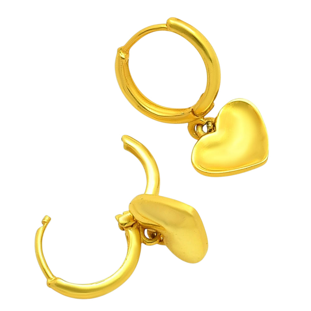 Trendy 18K Gold Plated Heart Drop Earrings for Women & Girls BIE1037