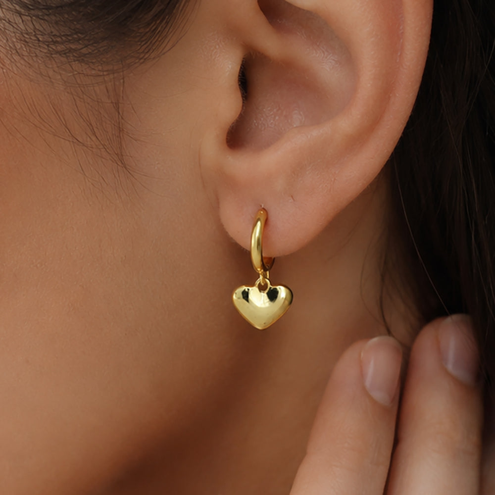 Trendy 18K Gold Plated Heart Drop Earrings for Women & Girls BIE1037