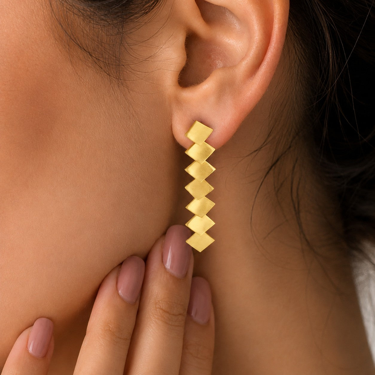 Fashionable 18K Gold Plated Minimal Geometric Earrings for Ethnic & Western Wear BIE1038_A