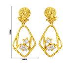 Designer 18K Gold Plated Geometric White Zircon & Green Tourmaline Statement Earrings for Women & Girls BIE1053