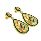 Elegant 18K Gold Plated Green Enamel Meenakari Designer Dangle Earrings for Women & Girls BIE1055