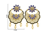 Elegant 18K Gold Plated Blue Enamel Pearl Chandbali Earrings for Women & Girls BIE1057