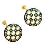 Royal Style Ethnic Gold Plated Blue Enamel Meenakari Round Dangle Earrings for Women & Girls BIE1058