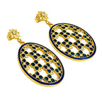 Royal Style Ethnic Gold Plated Blue Enamel Meenakari Round Dangle Earrings for Women & Girls BIE1058