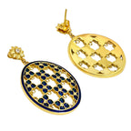 Royal Style Ethnic Gold Plated Blue Enamel Meenakari Round Dangle Earrings for Women & Girls BIE1058