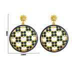 Royal Style Ethnic Gold Plated Blue Enamel Meenakari Round Dangle Earrings for Women & Girls BIE1058