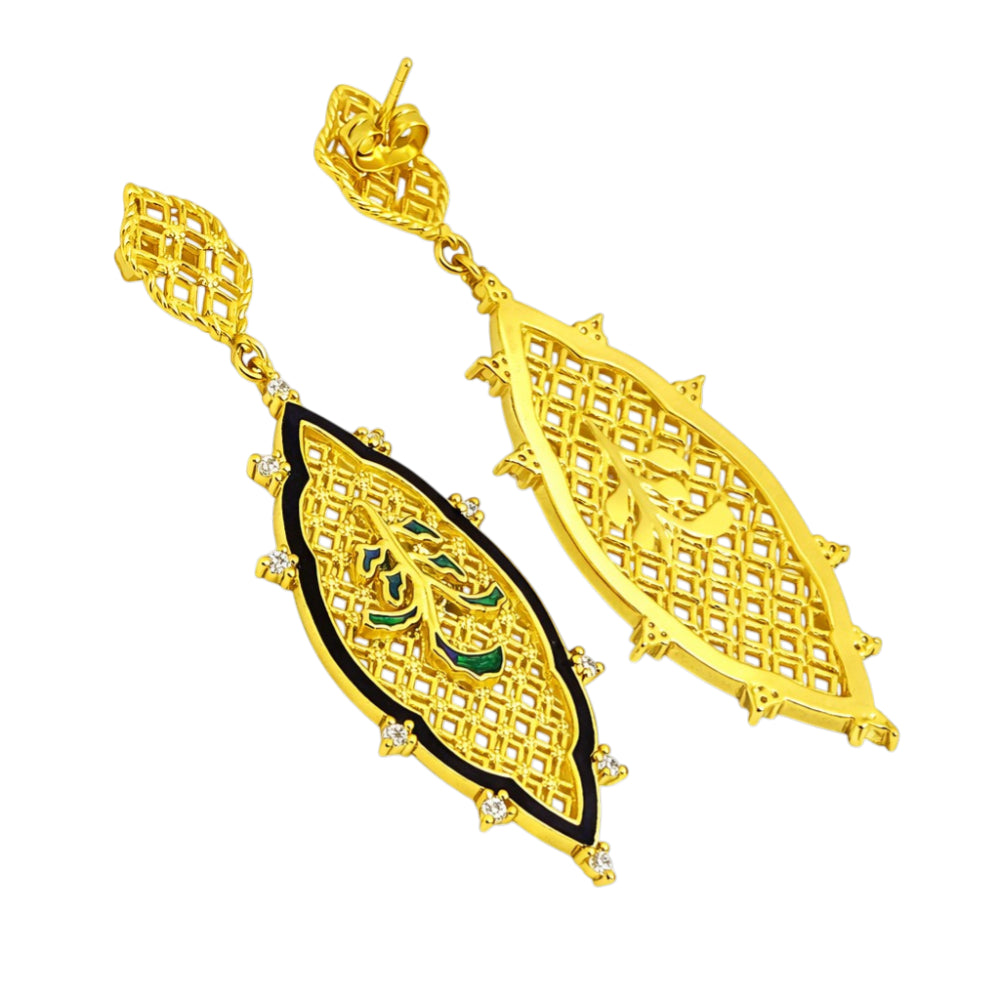 Royal Style Ethnic Gold Plated Black, Green, Red & Blue Enamel Meenakari Round Dangle Earrings for Women & Girls BIE1059