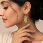 Royal Style Ethnic Gold Plated Black, Green, Red & Blue Enamel Meenakari Round Dangle Earrings for Women & Girls BIE1059