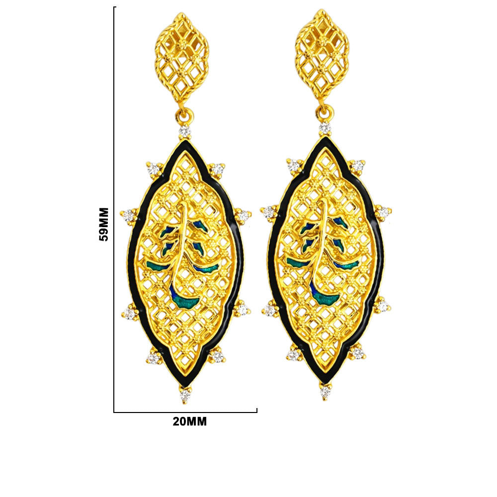 Royal Style Ethnic Gold Plated Black, Green, Red & Blue Enamel Meenakari Round Dangle Earrings for Women & Girls BIE1059