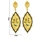 Royal Style Ethnic Gold Plated Black, Green, Red & Blue Enamel Meenakari Round Dangle Earrings for Women & Girls BIE1059