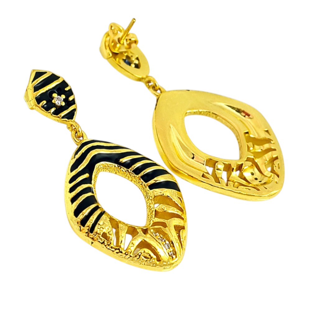Designer 18K Gold Plated Black, Red, Green, Blue Enamel Square Statement Earrings for Women & Girls BIE1060