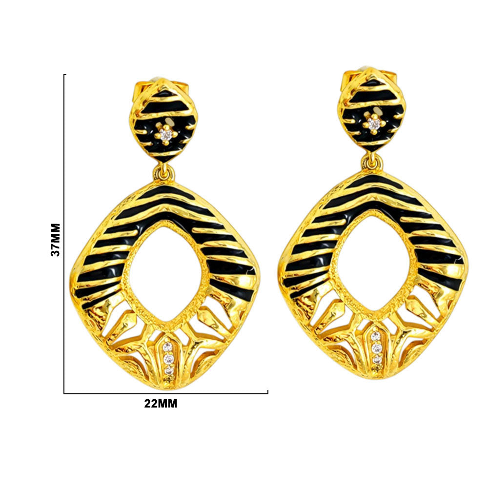 Designer 18K Gold Plated Black, Red, Green, Blue Enamel Square Statement Earrings for Women & Girls BIE1060