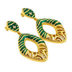 Designer 18K Gold Plated Black, Red, Green, Blue Enamel Square Statement Earrings for Women & Girls BIE1060