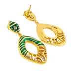 Designer 18K Gold Plated Black, Red, Green, Blue Enamel Square Statement Earrings for Women & Girls BIE1060