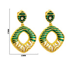 Designer 18K Gold Plated Black, Red, Green, Blue Enamel Square Statement Earrings for Women & Girls BIE1060