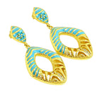 Designer 18K Gold Plated Black, Red, Green, Blue Enamel Square Statement Earrings for Women & Girls BIE1060