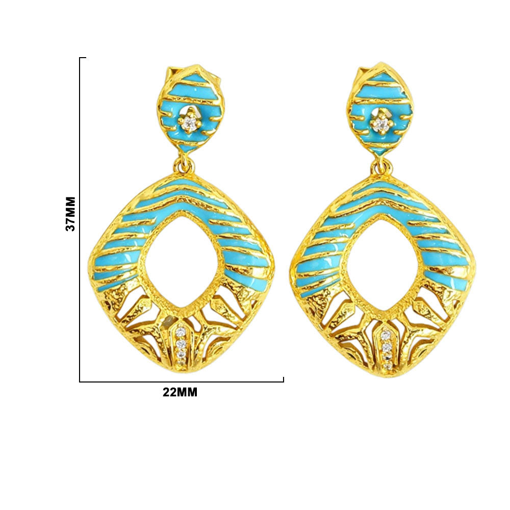 Designer 18K Gold Plated Black, Red, Green, Blue Enamel Square Statement Earrings for Women & Girls BIE1060