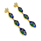 Trendy 18K Gold Plated Turquoise Blue, Green, Red & Black Enamel Long Designer Earrings for Women BIE1061