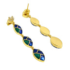 Trendy 18K Gold Plated Turquoise Blue, Green, Red & Black Enamel Long Designer Earrings for Women BIE1061