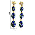 Trendy 18K Gold Plated Turquoise Blue, Green, Red & Black Enamel Long Designer Earrings for Women BIE1061