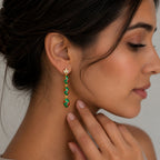 Trendy 18K Gold Plated Turquoise Blue, Green, Red & Black Enamel Long Designer Earrings for Women BIE1061