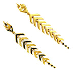 Stylish Gold Plated Black, Green, Red Enamel Leaf Long Designer Earrings for Women BIE1063