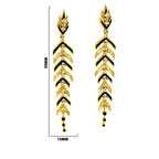 Stylish Gold Plated Black, Green, Red Enamel Leaf Long Designer Earrings for Women BIE1063