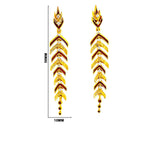 Stylish Gold Plated Black, Green, Red Enamel Leaf Long Designer Earrings for Women BIE1063
